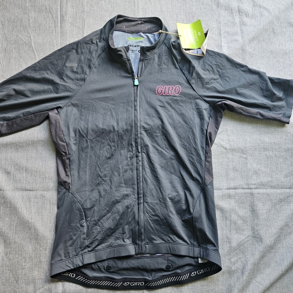 NWT Giro Men's Cycling Jersey Medium Pink Grey Colorblock Short Sleeve Full Zip